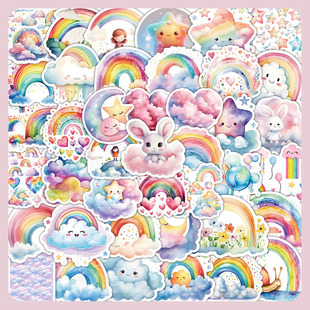 50张卡通彩虹儿童创意贴纸可爱手帐装饰笔记本电脑diy手机壳贴画