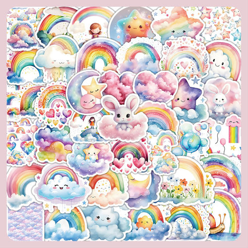 50张卡通彩虹儿童创意贴纸