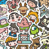 装 270张可爱有趣Q版 人物贴纸合集动漫装 饰手机壳笔记本防水贴画