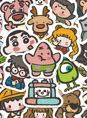 270张可爱有趣Q版人物贴纸合集动漫装装饰手机壳笔记本防水贴画