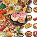 100张创意中式 饰手账手机素材贴画 早点贴纸卡通可爱食物diy装