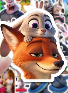 120张可爱疯狂动物城2贴纸爆款朱迪尼克温暖友谊卡通diy装饰贴画