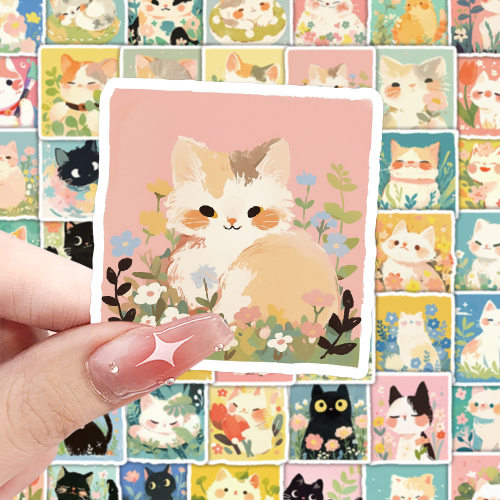可爱油画ins风小猫贴纸