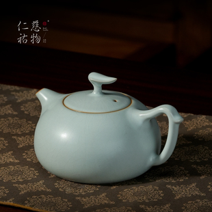 汝窑茶壶单壶复古风泡茶器景德镇汝瓷开片功夫茶具陶瓷礼物天马壶