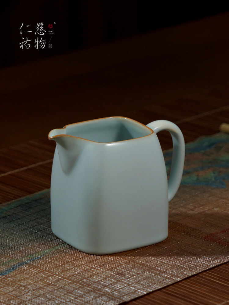 仁慈佑物汝窑四方茶海公道杯茶具陶瓷分茶器高颜值覆古风汝瓷礼物