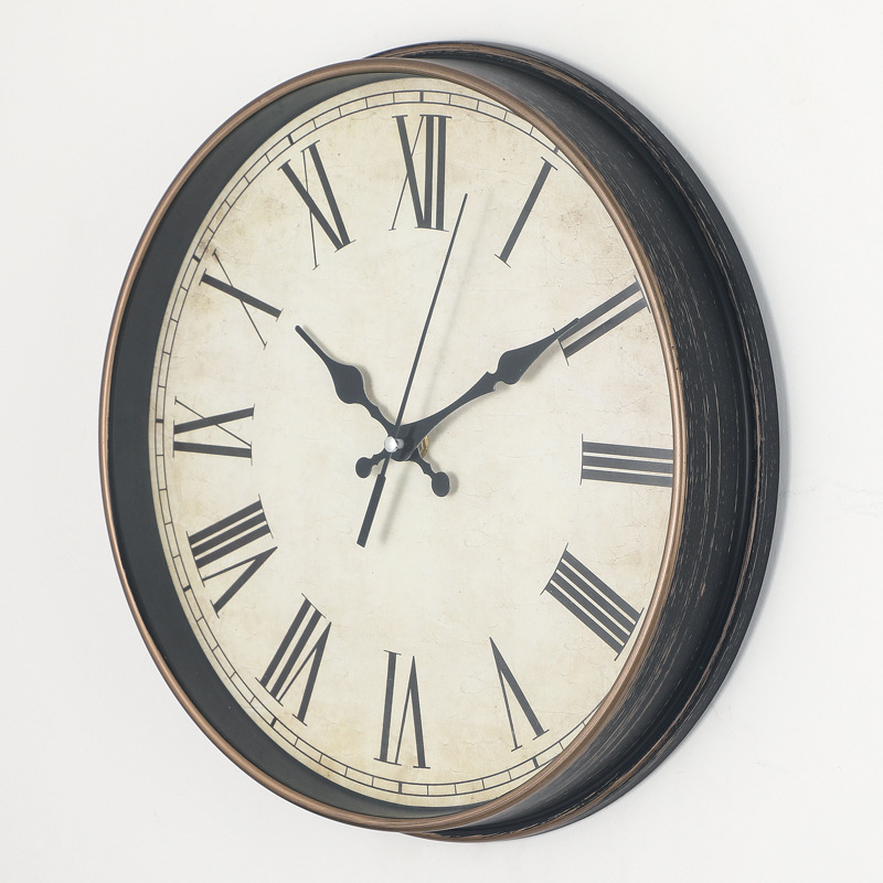12寸罗马数字挂钟艺术复古刷金钟