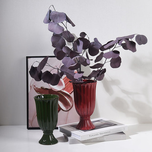 陶瓷花瓶中古风干花插花花器家居饰品摆件客厅餐桌桌面底部打孔