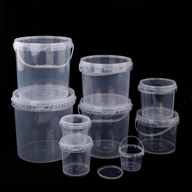新款家用透明收纳桶带盖PP塑料