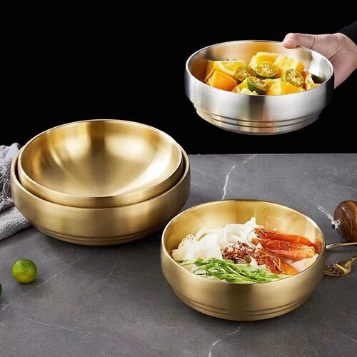 不锈钢韩式双层冷面碗拌饭碗泡面