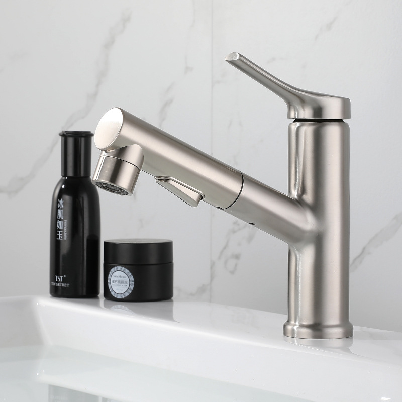 新品不锈钢抽拉面盆龙头拉丝冷