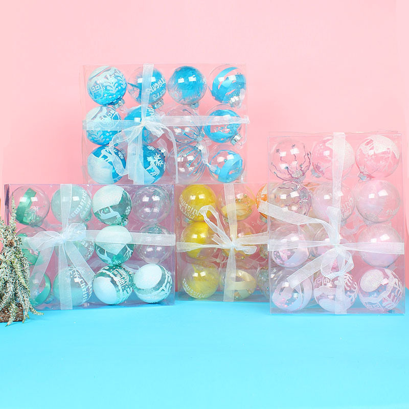 新款 圣诞球配件透明PET圆球圣诞树吊球挂件商场装饰道具现代装饰