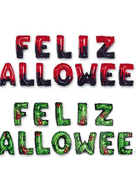 西语万圣节快乐字母气球套装 feliz halloween 铝膜气球