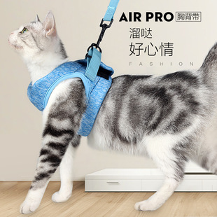 新款 猫绳cat harness 猫咪牵引绳透气胸背溜猫绳猫背带牵引绳背