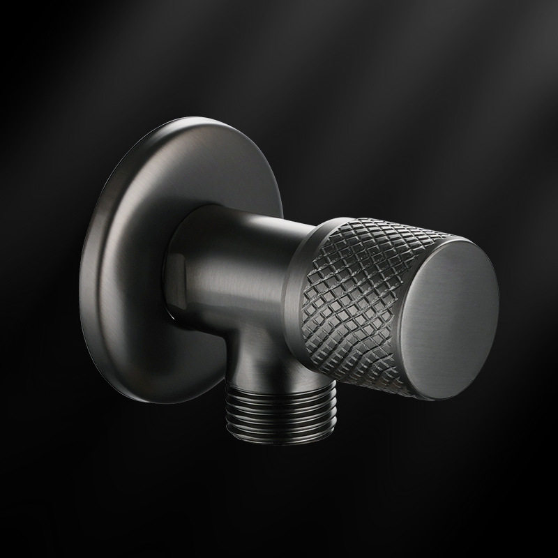 枪灰色单冷热三角阀大流量开关阀全铜浴室热水器止水阀4分管阀门