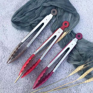 尼龙食物夹12寸9寸烘培夹子烧烤夹防滑煎牛扒意粉夹不锈钢食品夹