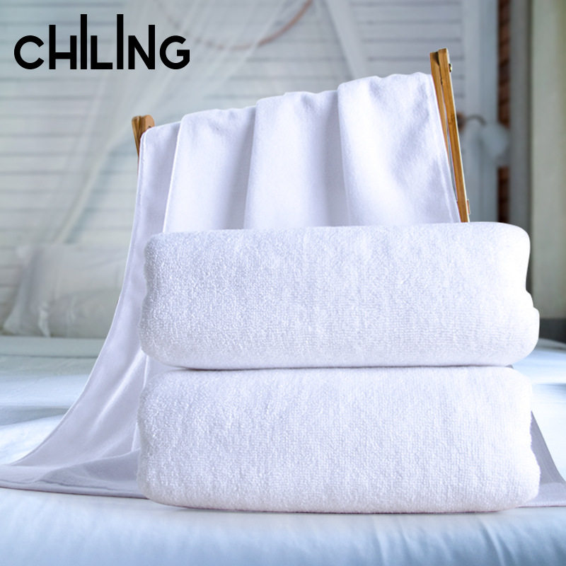 宾馆专用大毛巾白色酒店浴巾棉白色成人星级加厚大号可刺绣logo