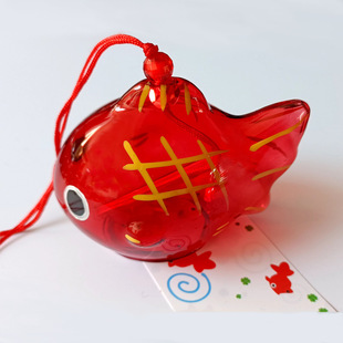 新款 日本奇妙なガラス風鈴手工彩绘玻璃风铃金魚儿童手工美术制