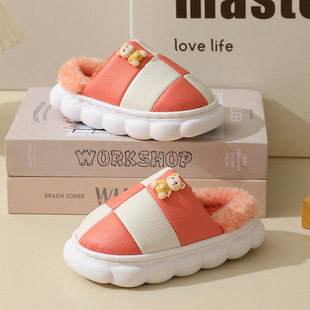新品童款棉拖鞋居家室内男女小孩秋冬季保暖防水防滑厚底毛绒拖鞋
