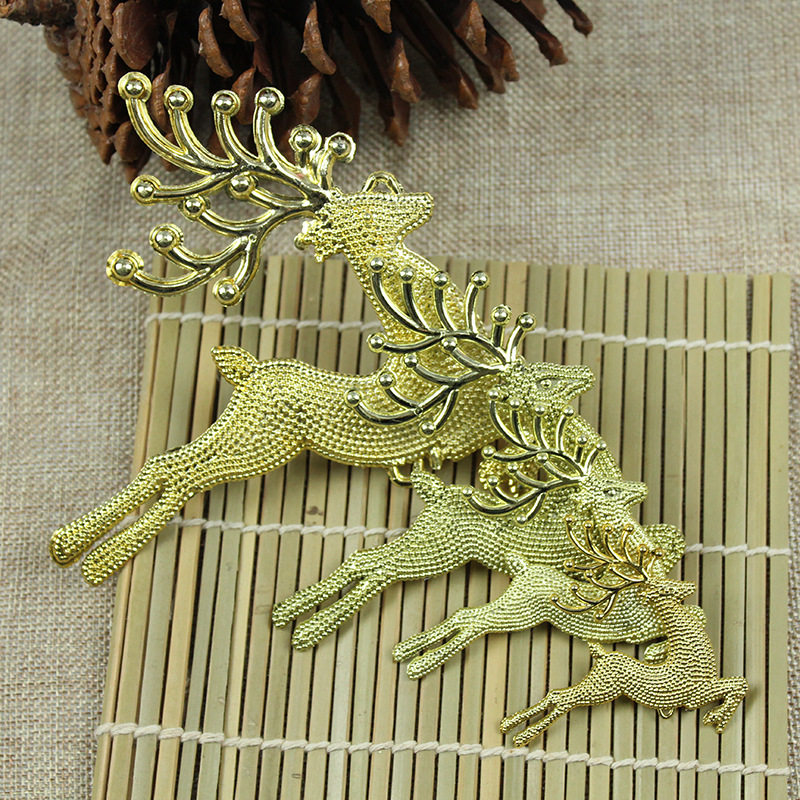 圣诞节圣诞鹿13CM麻点小鹿 圣诞树装饰挂件 金色麋鹿圣诞工艺品