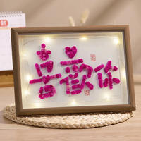 Handmade asters dried flower photo frame 520 Valentine's Day gift, Asters 1314 dried flower photo frame couple gift thumbnail 3