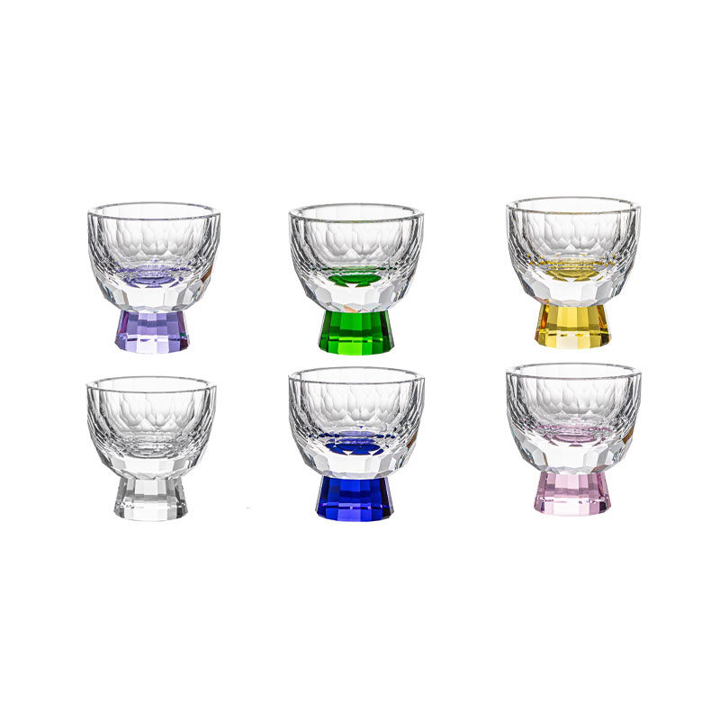 高档水晶玻璃彩色小茶杯主人杯客杯功夫品茗杯耐热50ML白酒杯
