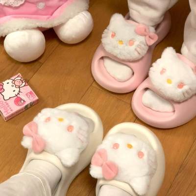 hellokitty拖鞋女2024新款夏季外穿可爱KT猫卡通厚底防滑家居凉鞋