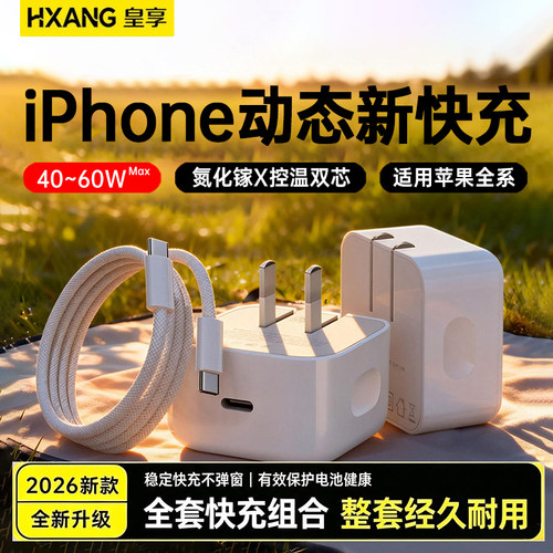 动态控温60W快充苹果充电头套装