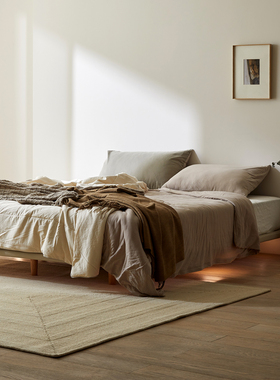 支吾空空悬浮床现代简约卧室双人床实木床架1.8米1.5米排骨架大床