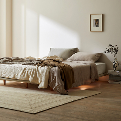 支吾空空悬浮床现代简约卧室双人床实木床架1.8米1.5米排骨架大床