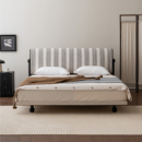 支吾原野床现代简约条纹布艺法式 复古主卧实木床可拆洗亚麻双人床