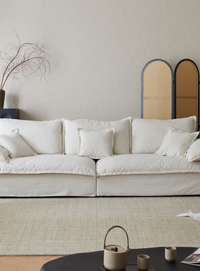 支吾秋池沙发棉麻布艺客厅中古风Cloud云沙发直排亚麻可拆洗沙发