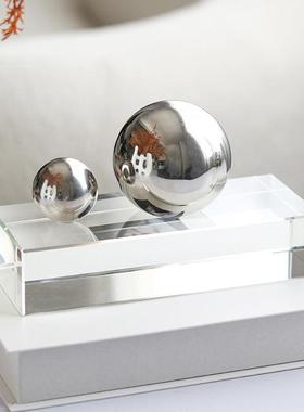 极简金属圆球家居工艺品别墅样品间书房客厅现代轻奢软装饰品摆件