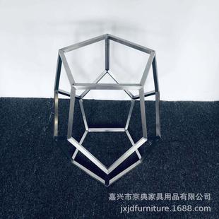 现代简约桌子底架,电镀不锈钢桌子底架,正五边形包围拼接底架