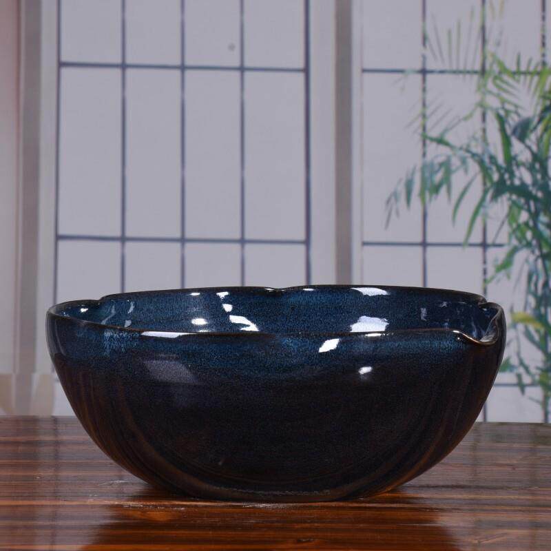 景德镇颜色釉窑变异形水培植物养鱼乌龟碗莲盆鱼缸陶瓷工艺品摆件