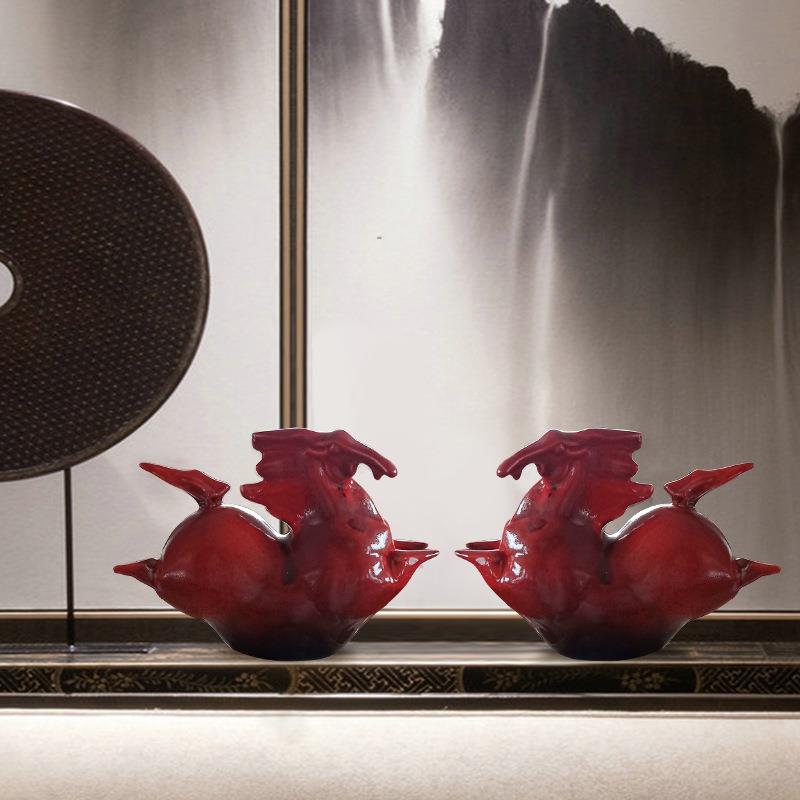 陶瓷马摆件办公室桌面装饰工艺品客厅居家手工摆设礼大马青花瓷