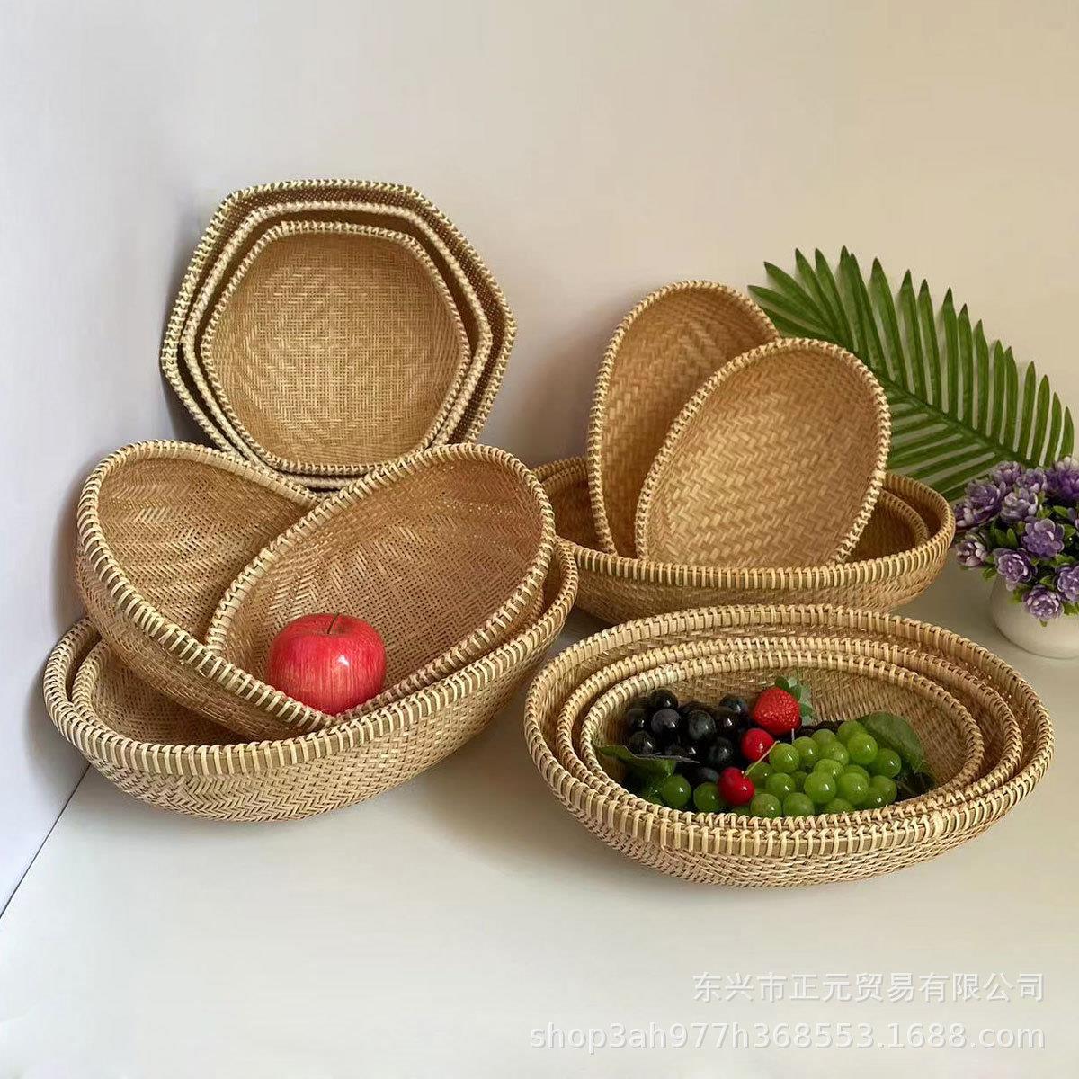 手工竹编簸箕竹篮子竹制品饺子盘蔬菜收纳筐家用洗头篮竹筐竹匾