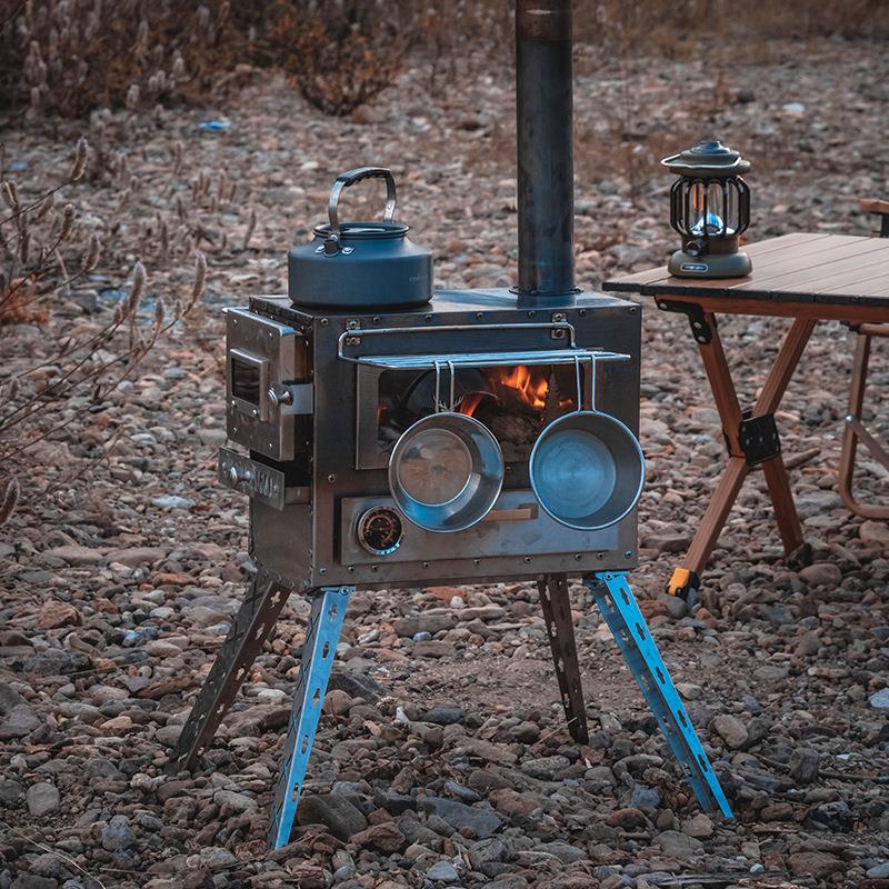 户外不锈钢柴火炉冬季露营帐篷无烟取暖炉野炊可移动卡式炉灶台