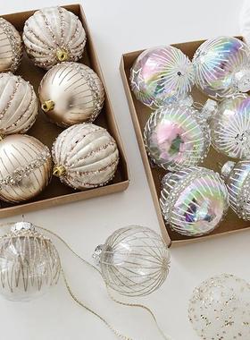 NUCHI跨境圣诞8cm彩绘圣诞球幻彩球圣诞树装饰挂饰圣诞节装饰挂件