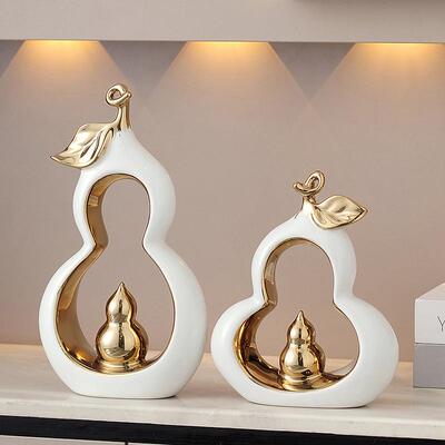 葫芦陶瓷摆件轻奢高档客厅入门玄关电视酒柜新年春节装饰品高级感