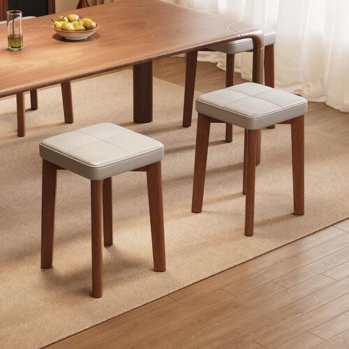 软包凳子餐桌家用餐凳实木方凳商场餐厅等位椅可叠放凳子结实耐用