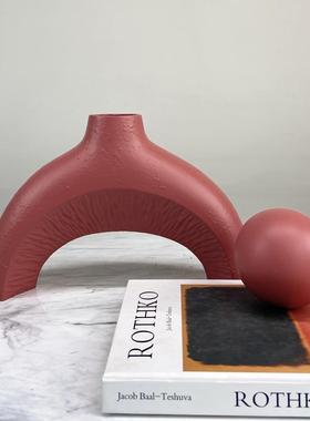 黑色树脂插花器几何摆件现代简约家居客厅样板房酒店桌面送礼饰品