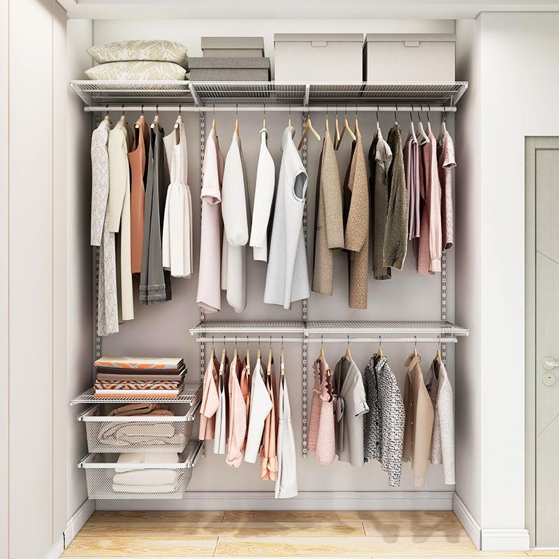 美达斯2米宽衣橱金属衣帽间小户型卧室开放式衣柜挂衣架经济型