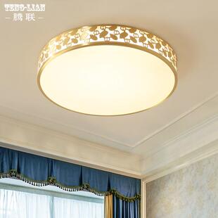 美式 全铜水晶卧室房间吸顶灯轻奢简约书房过道餐厅楼梯吸顶灯具