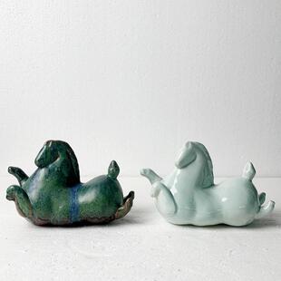 新中式陶瓷马摆件艺术品陶瓷大马中式客厅玄关瓷器装饰