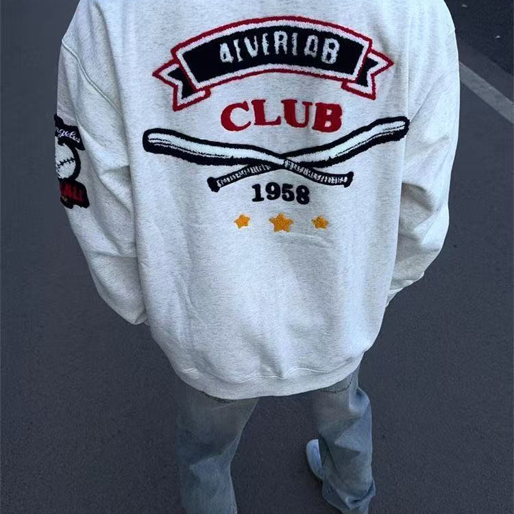 卫衣男款圆领刺绣百搭上衣外套