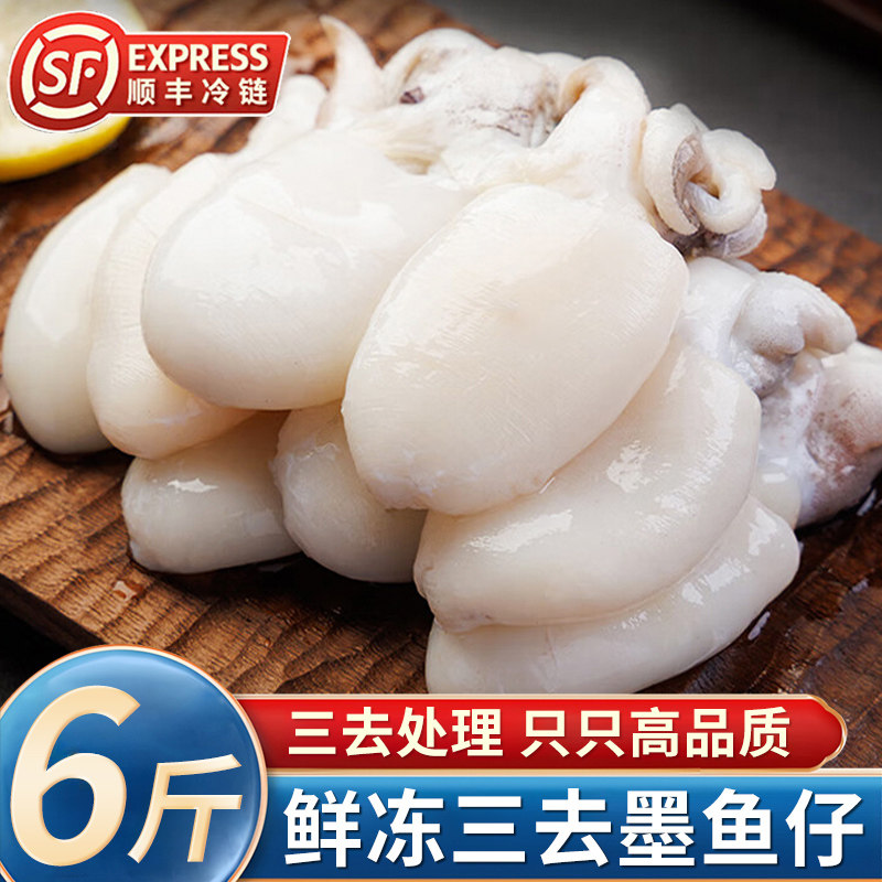 墨鱼仔新鲜冷冻大号去皮去内脏免清理冷冻乌贼鱿鱼捞汁小海鲜商用