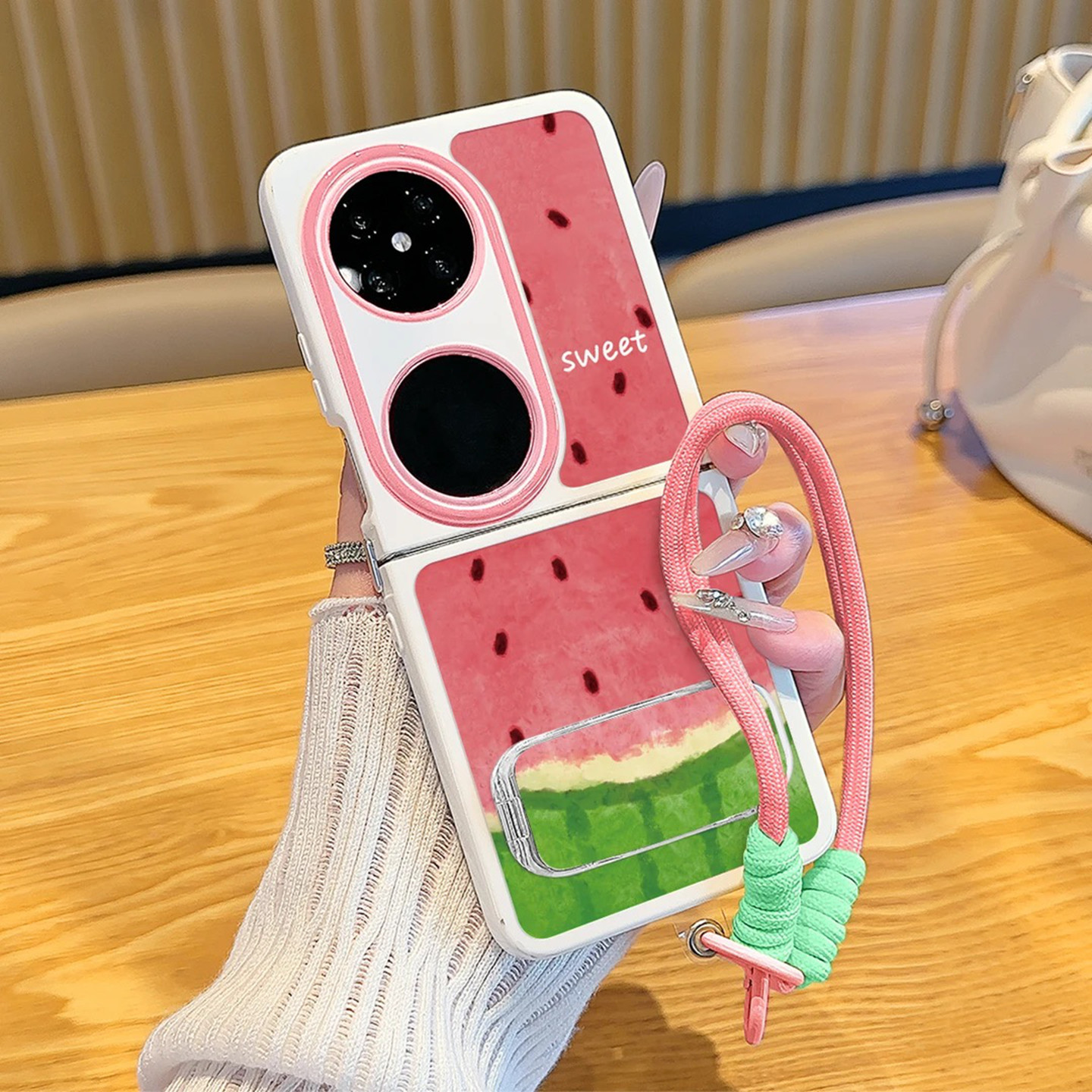 ins风小清新夏日西瓜适用华为pocket2手机壳新品高级感p50pocket网红爆款折叠手机壳pockets防摔外壳保护套女