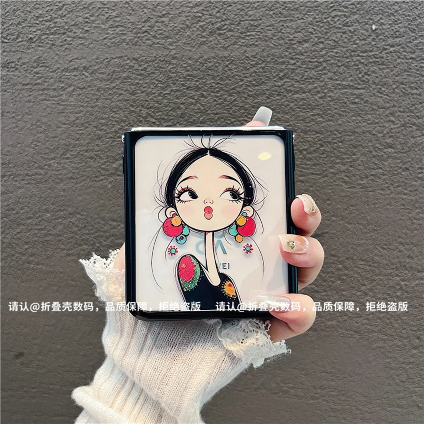 小清新嘟嘴女孩适用华为novaflip手机壳新款高级感p50pocket网红爆款折叠屏手机壳pocket2防摔外壳保护套女生