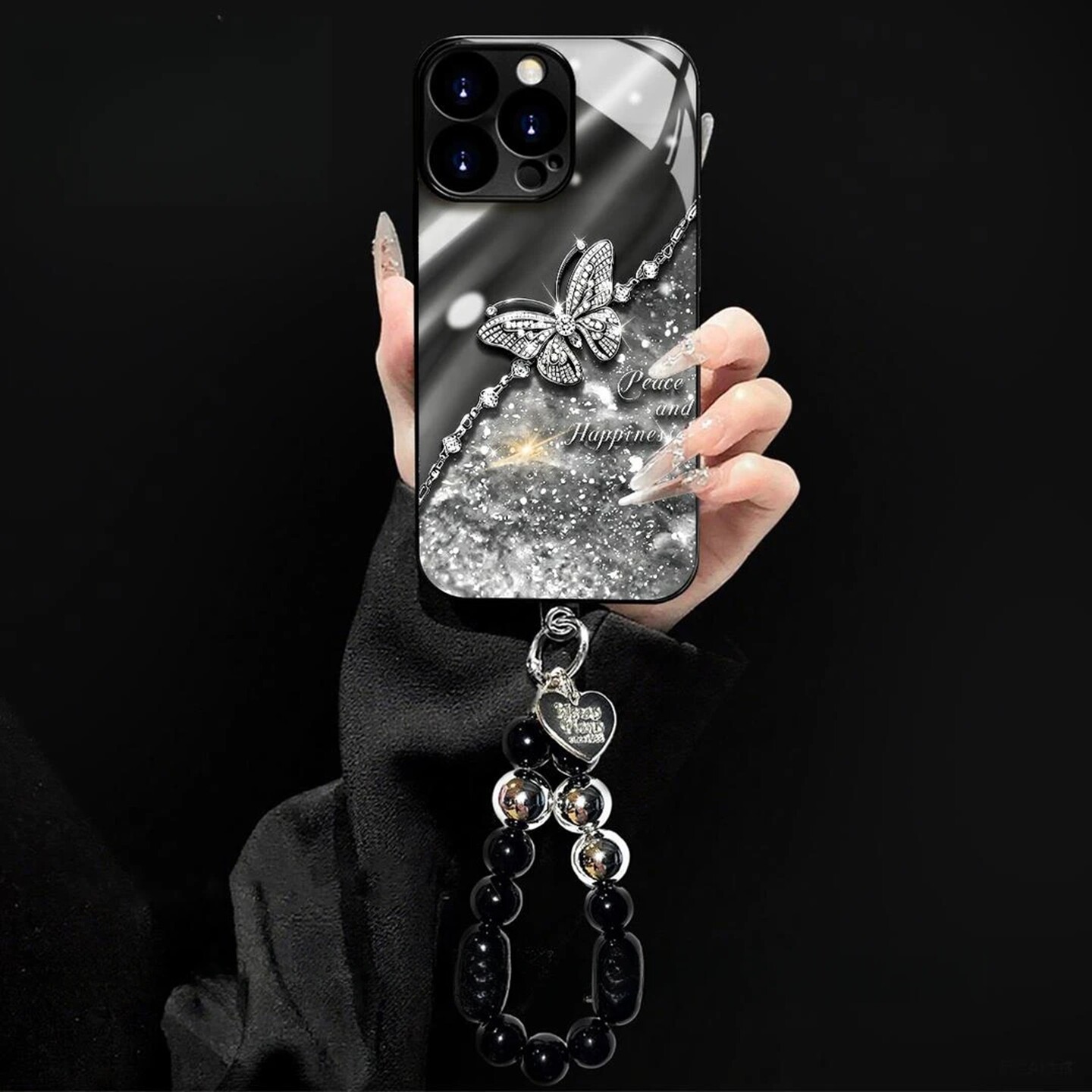 轻奢感钻石蝴蝶适用苹果17promax手机壳新品高级感iPhone16/15网红爆款手机壳14/13/12防摔外壳气质保护套女