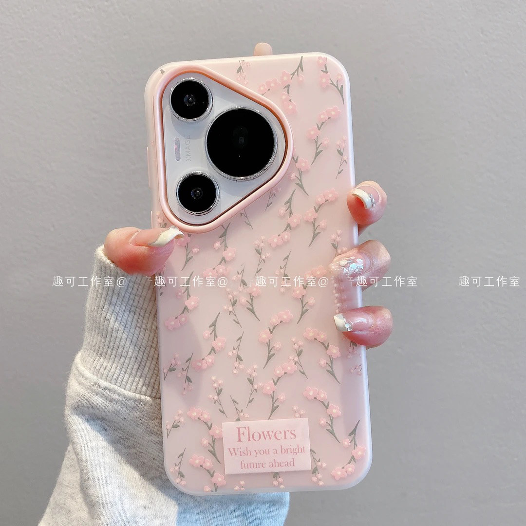 ins风温柔粉色碎花适用华为pura70pro手机壳新款高级感小众p60/p50网红爆款手机壳p40/p30防摔外壳保护套女